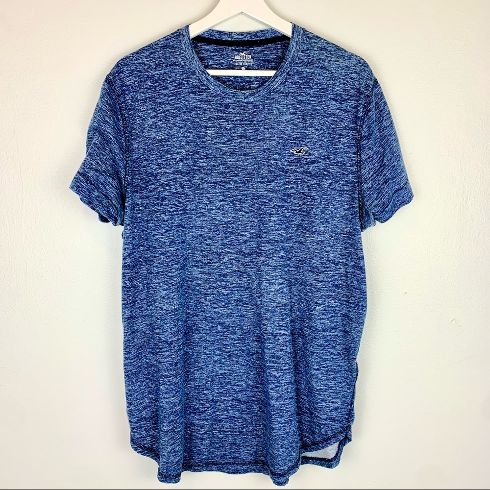 Hollister curved hem blue logo tee